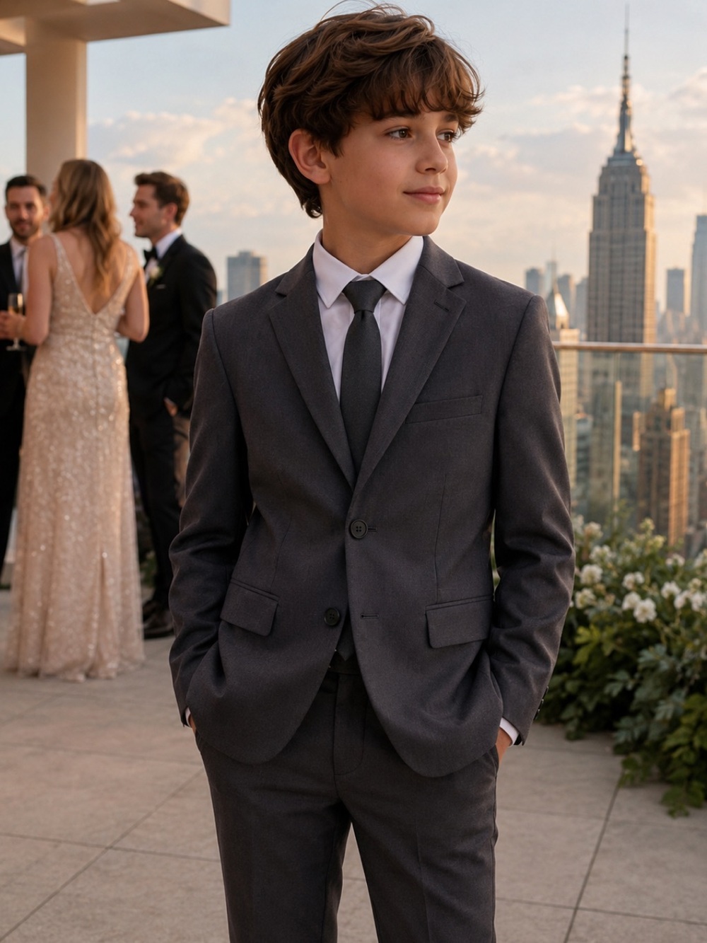 NWT Kenneth Cole Reaction Boys Baba Charcoal Grey Classic‎ Suit Jacket Wedding
